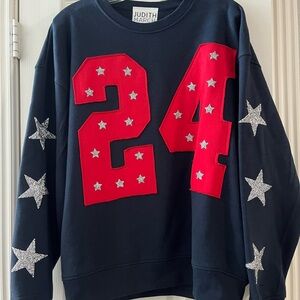 Judith March Navy Top with Red and Silver Details #24.